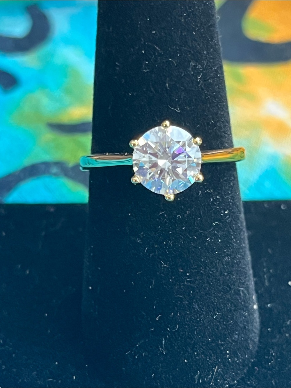 2 CT D Color Round Moissanite Gold Plated Solitaire Ring Size 9 GRA DTP
